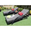 Luxe Poly Rattan Resistant aux UV Sun Lounger Resort Jardin Meubles extérieurs